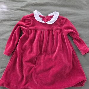 Ralph Lauren Red Velvet Long Sleeve Dress with White Collar 12M